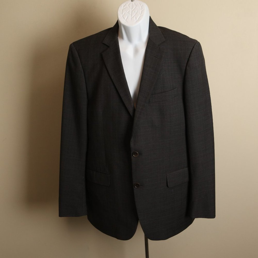 Brooks Brothers Men's gray check 100% Wool Fitzgerald Suit Jacket 41L 35 blazer